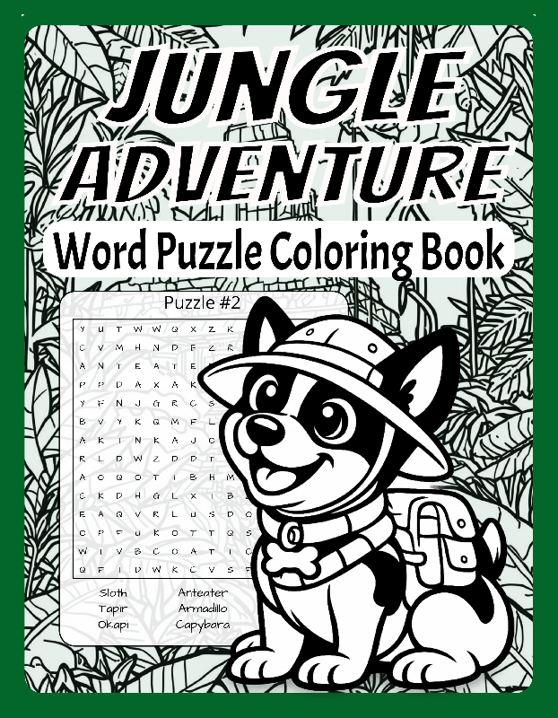 Warlock Approved: Jungle Adventure Word Puzzle Coloring Book