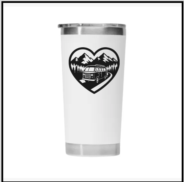 White Tumbler w/ Camping motif